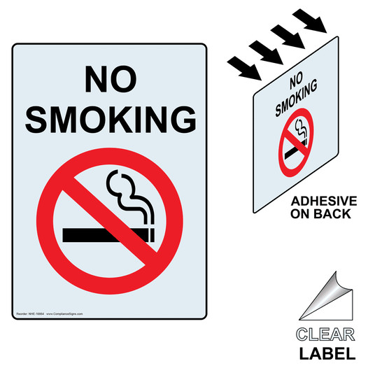 Portrait Clear NO SMOKING Label With Symbol NHE-16864