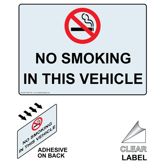 No Smoking In This Vehicle Label NHE-7276 No Smoking