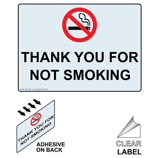 Thank You For Not Smoking Label NHE-7292