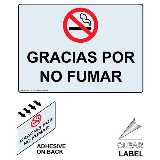 Thank You For Not Smoking Spanish Label NHS-7306