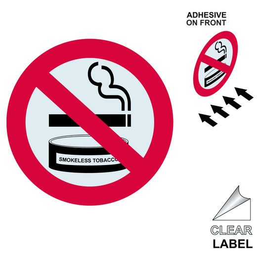 No Smoking No Tobacco Label for No Smoking Prohib_435_SYM-Clear-Reverse