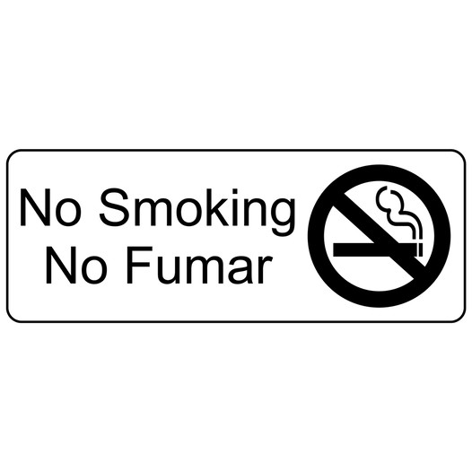 White Engraved No Smoking - No Fumar Sign with Symbol EGRB-460-SYM_Black_on_White