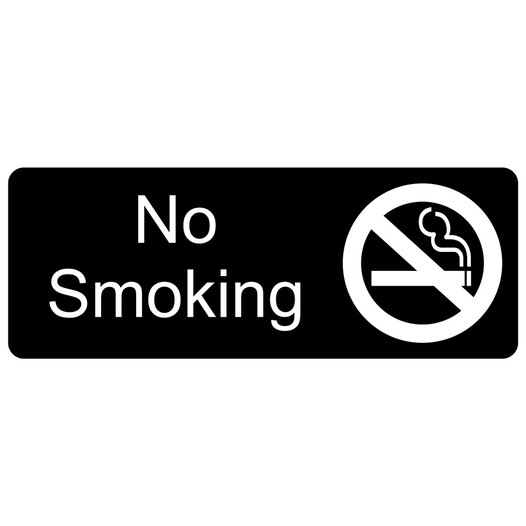 Black Engraved No Smoking Sign with Symbol EGRE-460-SYM_White_on_Black