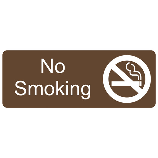 Brown Engraved No Smoking Sign with Symbol EGRE-460-SYM_White_on_Brown
