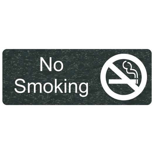 Charcoal Marble Engraved No Smoking Sign with Symbol EGRE-460-SYM_White_on_CharcoalMarble