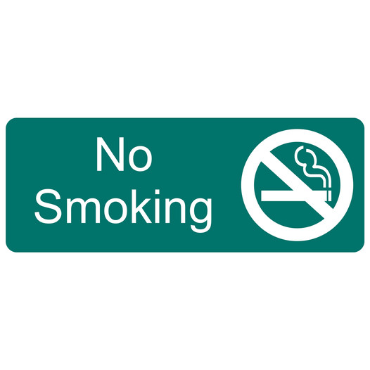 Green Engraved No Smoking Sign with Symbol EGRE-460-SYM_White_on_Green