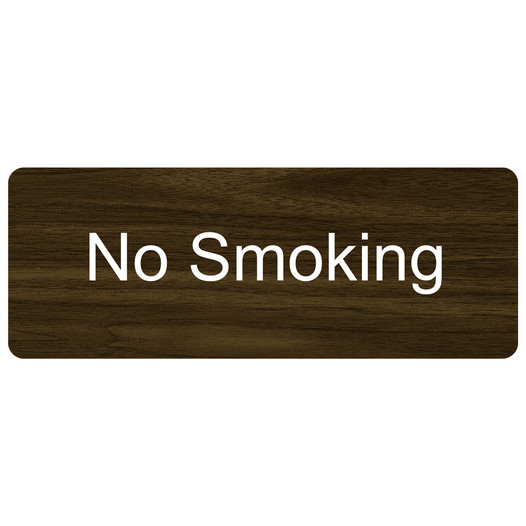 Walnut Engraved No Smoking Sign EGRE-460_White_on_Walnut