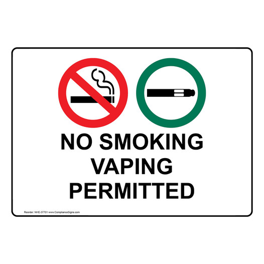No Smoking Vaping Permitted Sign With Symbol NHE-37701