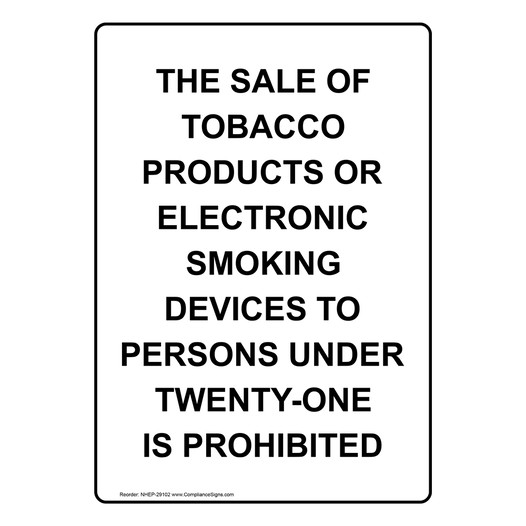 Portrait Sale Tobacco Under Twenty-One Prohibited Sign NHEP-29102