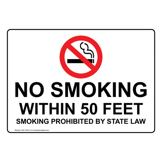 No Smoking Within 50 Feet Smoking Prohibited Sign NHE-14672