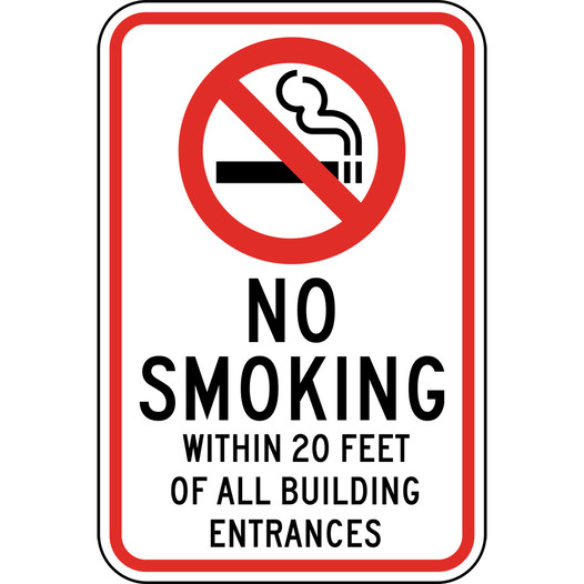 No Smoking Within 20 Feet Of All Building Entrances Sign NHE-18470