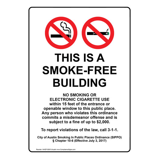 Austin This Is A Smoke-Free Building Sign NHEP-50815-Austin