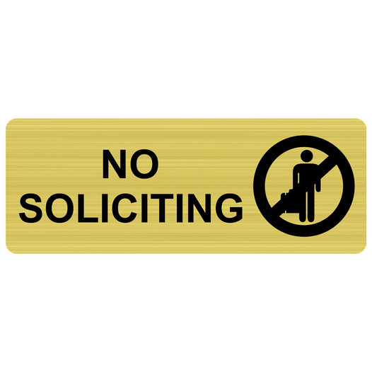 Gold Engraved NO SOLICITING Sign EGRE-13362_Black_on_Gold
