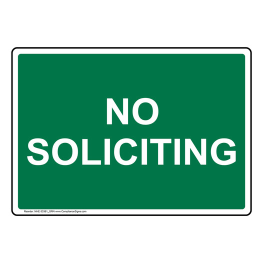 No Soliciting Sign NHE-33381_GRN