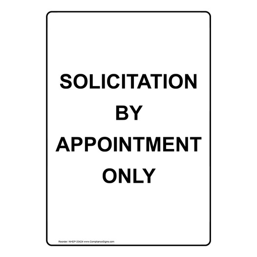 Portrait Solicitation By Appointment Only Sign NHEP-33424