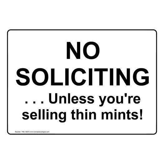 No Soliciting Unless You're Selling Thin Mints! Sign TRE-16970