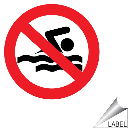 No Swimming Symbol Label LABEL-PROHIB-66-R No Swimming / Diving