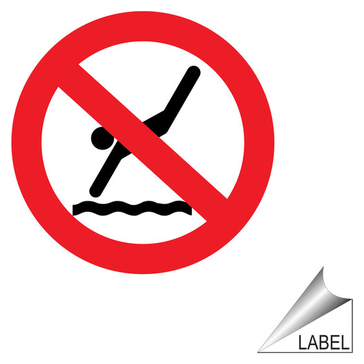 No Diving Symbol Label LABEL-PROHIB-66-a No Swimming / Diving