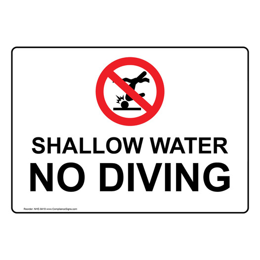 Shallow Water No Diving Sign for Recreation NHE-9419