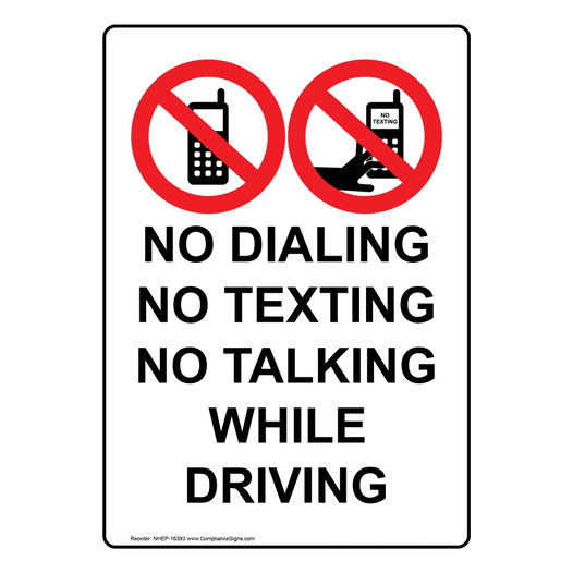 Portrait No Dialing No Texting No Sign With Symbol NHEP-16393