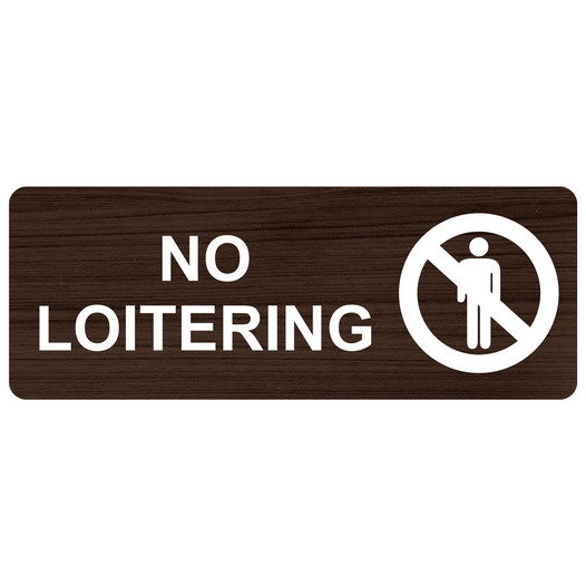 Kona Engraved NO LOITERING Sign with Symbol EGRE-13380_White_on_Kona
