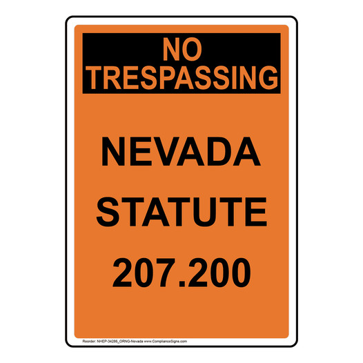 Portrait NEVADA STATUTE 207.200 Sign NHEP-34286_ORNG-Nevada