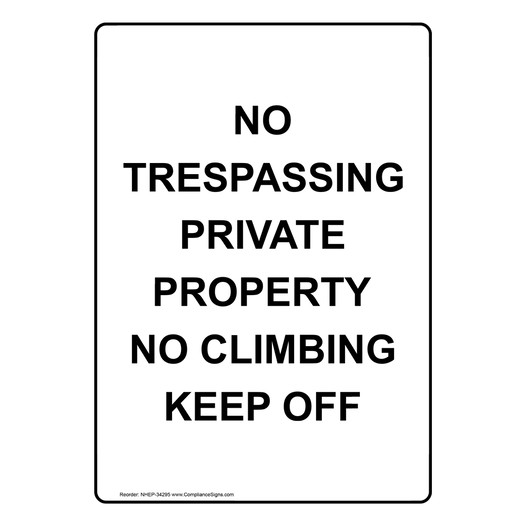 Portrait No Trespassing Private Property No Sign NHEP-34295