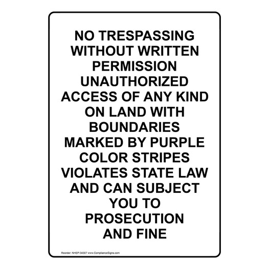 Portrait No Trespassing Without Written Permission Sign NHEP-34307