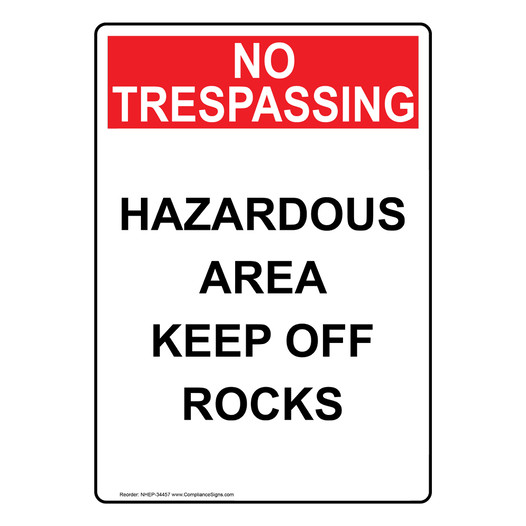 Portrait Hazardous Area Keep Off Rocks Sign NHEP-34457