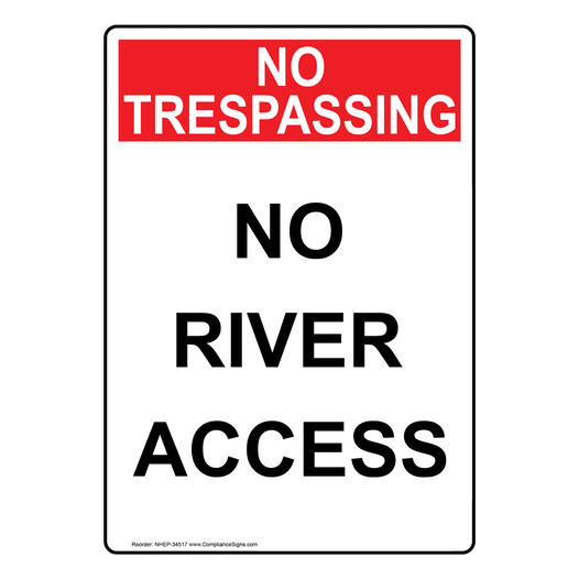Portrait No River Access Sign NHEP-34517