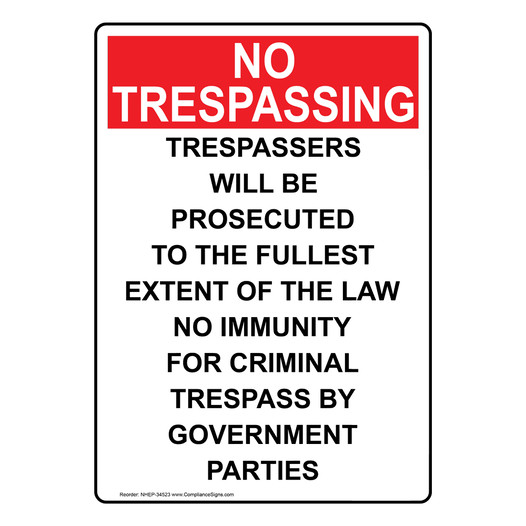 Portrait Trespassers Will Be Prosecuted To The Sign NHEP-34523
