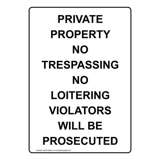 Portrait Private Property No Trespassing No Sign NHEP-34884
