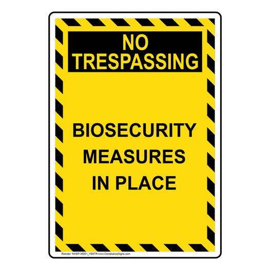 Portrait Biosecurity Measures In Place Sign NHEP-35001_YBSTR