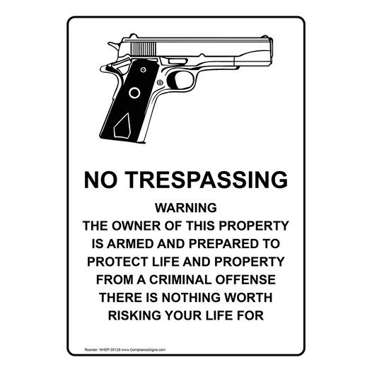 Portrait No Trespassing Warning Sign With Symbol NHEP-35129