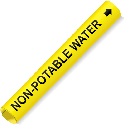 Coiled Black-on-Yellow Non-Potable Water Pipe Marker CS775198