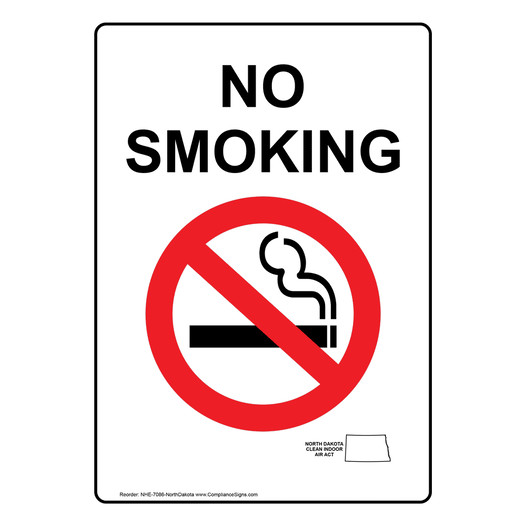 North Dakota NO SMOKING Sign NHE-7086-NorthDakota