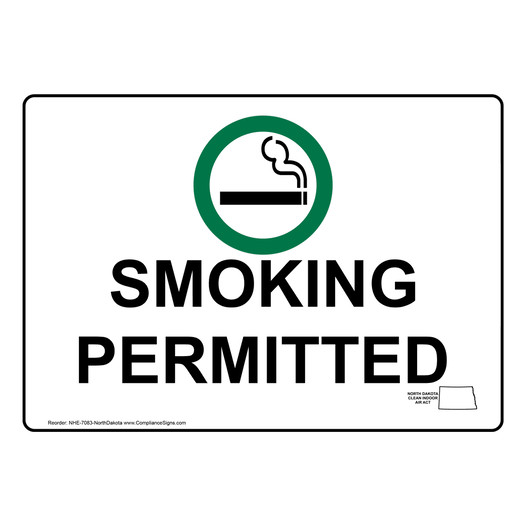 North Dakota SMOKING PERMITTED Sign NHE-7083-NorthDakota