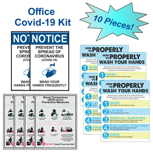 10-Piece COVID-19 Office Sign and Poster Kit CS691370
