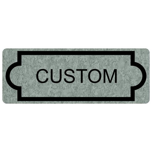Black-on-Platinum Marble Custom Engraved Sign With Outline EGRE-CUSTOM-M6_Black_on_PlatinumMarble