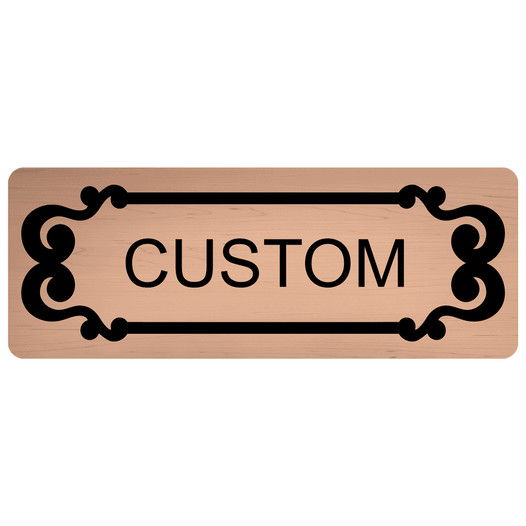 Black-on-Cashew Custom Engraved Sign With Scroll Outline EGRE-CUSTOM-M7_Black_on_Cashew