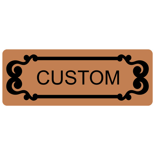Black-on-Copper Custom Engraved Sign With Scroll Outline EGRE-CUSTOM-M7_Black_on_Copper