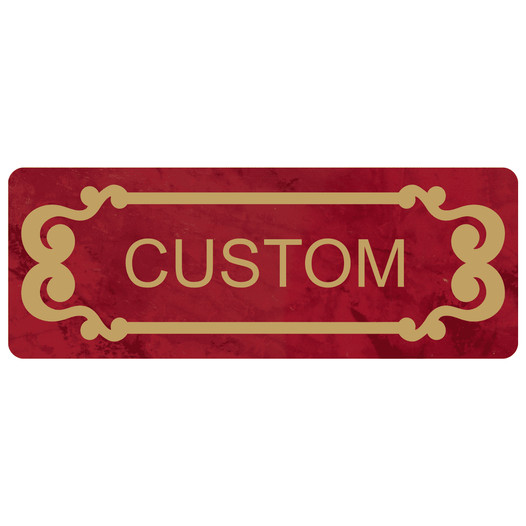 Gold-on-Port Wine Custom Engraved Sign With Scroll Outline EGRE-CUSTOM-M7_Gold_on_PortWine