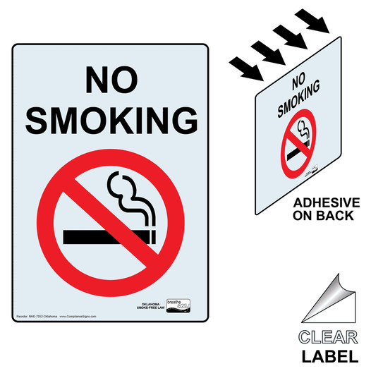 Oklahoma NO SMOKING Clear Label NHE-7552-Oklahoma