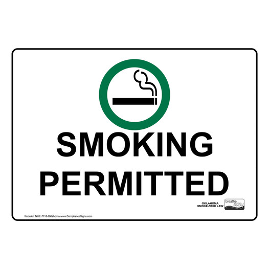 Oklahoma SMOKING PERMITTED Sign NHE-7118-Oklahoma
