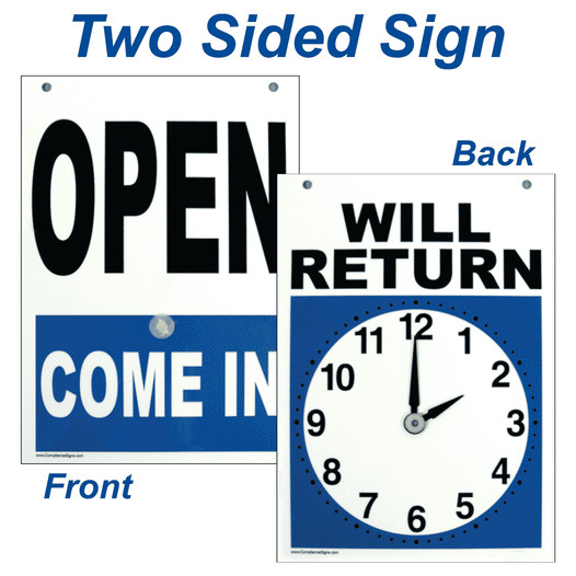 Open Come In - Will Return Sign NHE-17845 Open / Closed / Hours