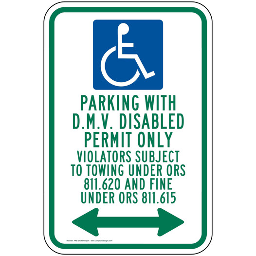 ADA Permit Only Parking ORS 811.620 And 811.615 Sign PKE-21045-Oregon