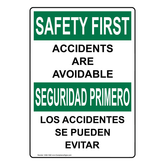 OSHA Accidents Are Avoidable Bilingual Sign