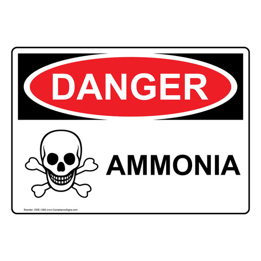 OSHA DANGER Ammonia Sign With Symbol ODE-1260
