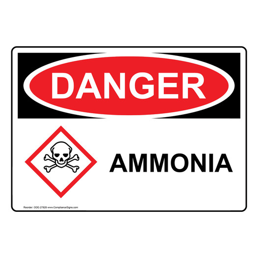OSHA DANGER Ammonia Sign With GHS Symbol ODE-27828
