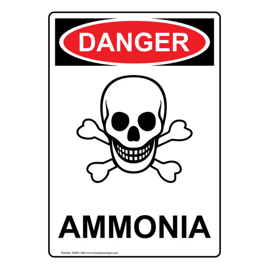 Portrait OSHA DANGER Ammonia Sign With Symbol ODEP-1260